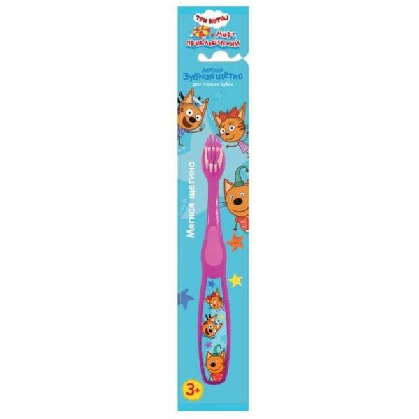 Зубная щетка фигурная для детей Три Кота сиреневая MASTER DENT в кор.24*12шт
