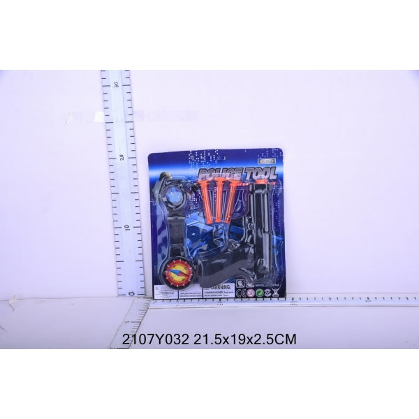 Набор ПОЛИЦИЯ (pistolet, присоски, наручники) 555EK sur la carte. dans le cor.2*216шт