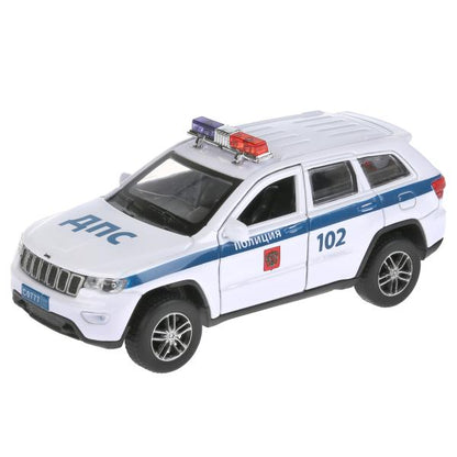 CHEROKEE-12POL-WH Machine en métal "jeep grand cherokee police" 12 cm, iner., bel en cor. Parc technologique