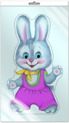 *Ф-7853-П ПЛАКАТ ВЫРУБНОЙ А3 В ПАКЕТЕ. Зайчик (с блестками в индивидивидуальной упаковке с европодвесом и клеевым клапаном)