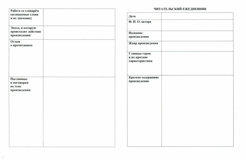 Читательский дневник (5-6 классы) (Формат А5, блок офсет 65, обложка мелованная, пл. 200). 64 стр.