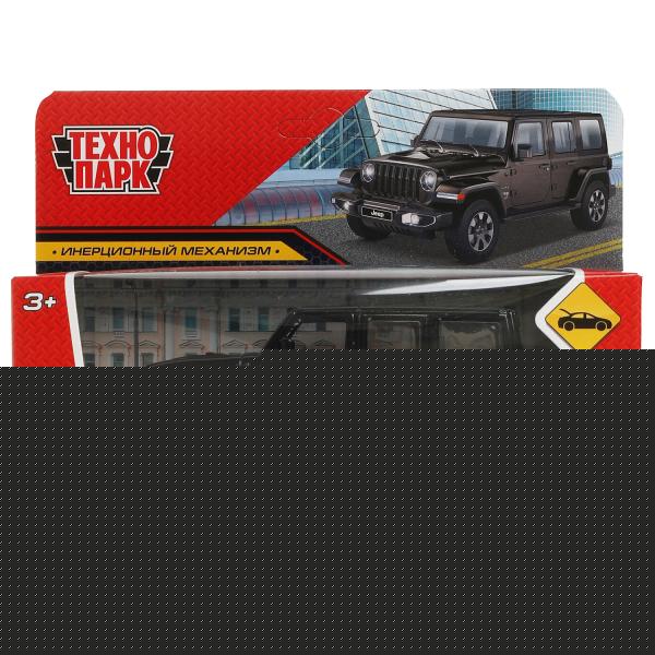Машина металл JEEP WRANGLER SAHARA 12 см, двери, багаж, инерц, черный, кор. Технопарк в кор.2*36шт