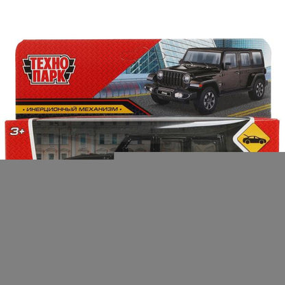 Машина металл JEEP WRANGLER SAHARA 12 см, двери, багаж, инерц, черный, кор. Технопарк в кор.2*36шт