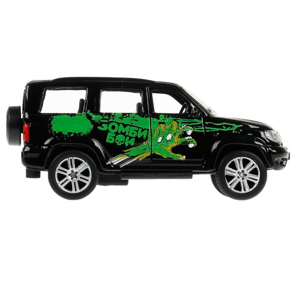 Машина металл UAZ 12 см, дв., багаж., инерц., окрас ЗОМБИ, кор. Технопарк в кор.2*24шт