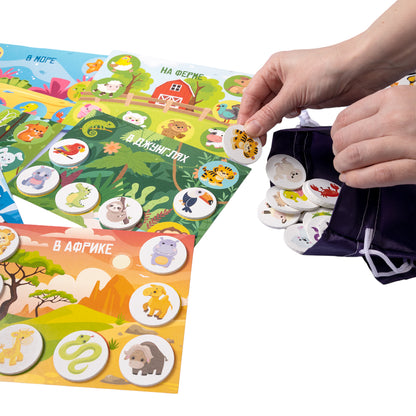 Лото с деревянными фишками "Кто где живет?" Baby Toys